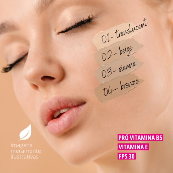 Base Líquida com FPS 30, Pró Vit. B5 e Vit. E 30ml - Evelize-Imagem 3