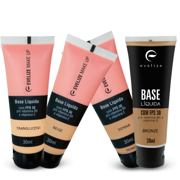 Base Líquida com FPS 30, Pró Vit. B5 e Vit. E 30ml - Evelize