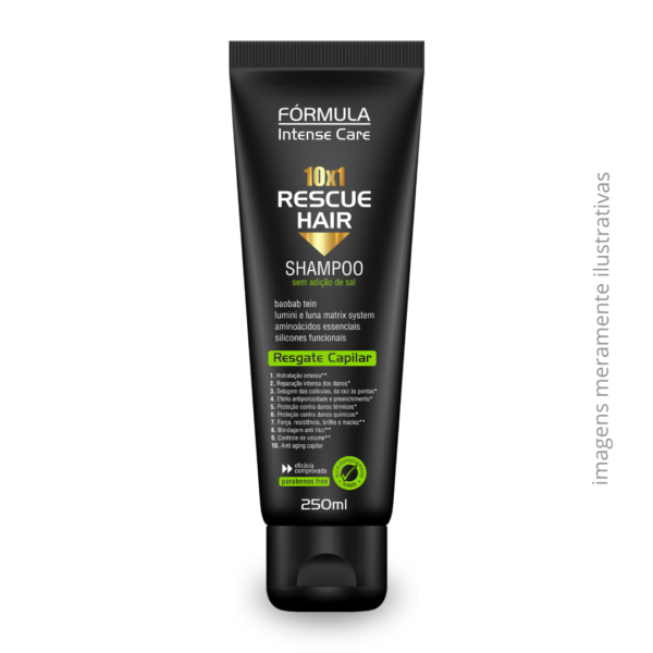 Shampoo Reconstrução Total Rescue Hair 10 x 1 250ml - Fórmula Intense Care