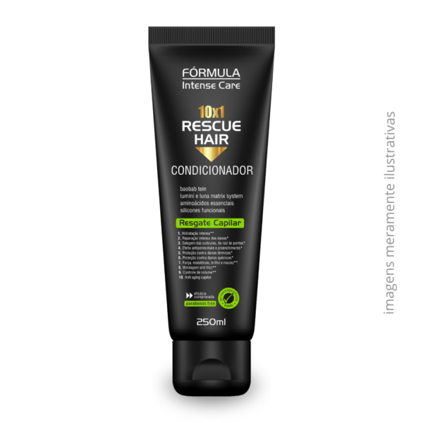 Condicionador Reconstrução Total Rescue Hair 250ml 10x1 250ml - Fórmula Intense Care