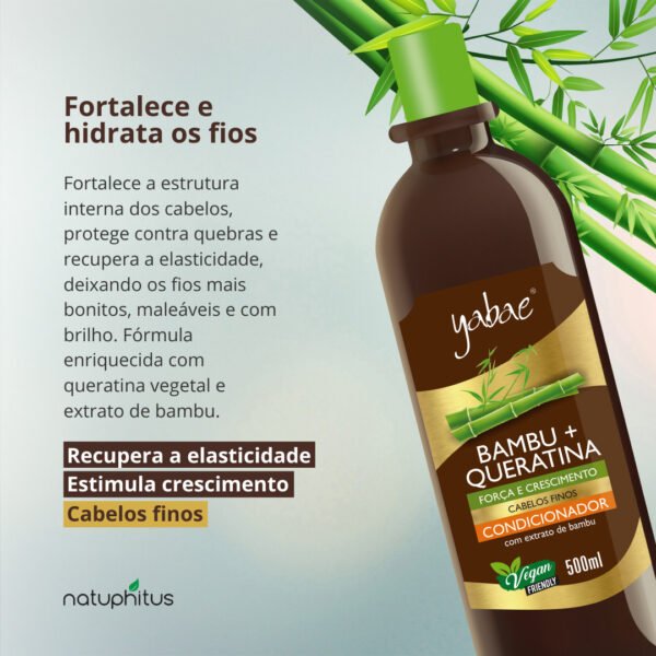 Condicionador Vegano Bambu com Queratina 500ml - Yabae-Imagem 2