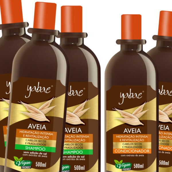 Kit 3 Shampoo Aveia + 2 Condicionador Aveia Vegano 500ml - Yabae