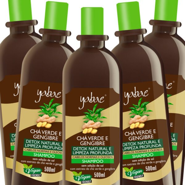 Shampoo Chá Verde e Gengibre 500ml - Yabae | 5 Unidades
