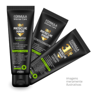 4 Shampoo Condicionador Mascara Reconstrucao Total em 3 Minutos Rescue Hair 10X1 Formula Intense Care Natuphitus