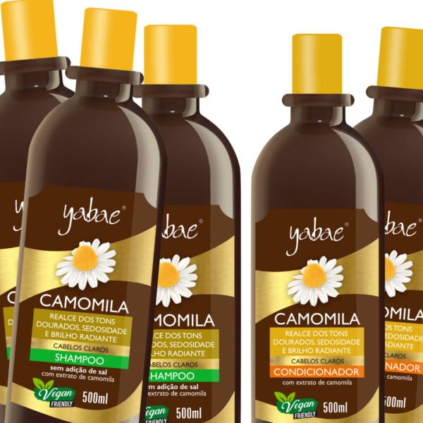 Kit 3 Shampoo Camomila + 2 Condicionador Camomila Vegano 500ml - Yabae