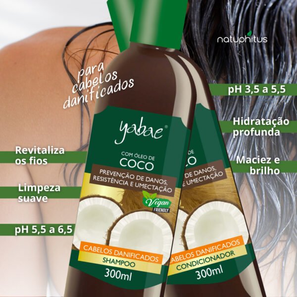 Kit Shampoo + Condicionador + Óleo capilar com Óleo de Coco - Yabae-Imagem 4