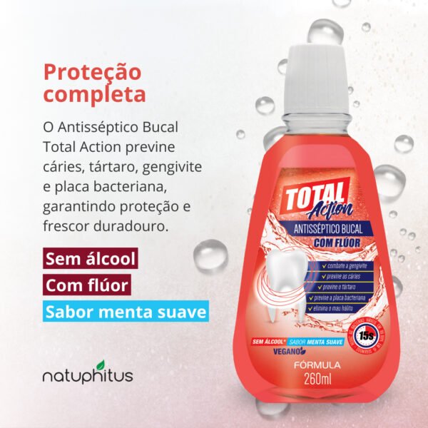 Antisséptico Bucal Total Action Menta Suave 260ml - Fórmula-Imagem 3