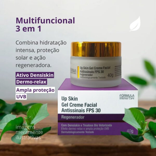 Up Skin Gel Creme Facial Antissinais FPS 30 Fórmula Intense Care 40g-Imagem 3