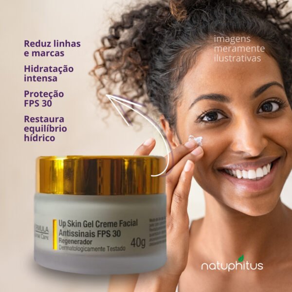 Up Skin Gel Creme Facial Antissinais FPS 30 Fórmula Intense Care 40g-Imagem 2