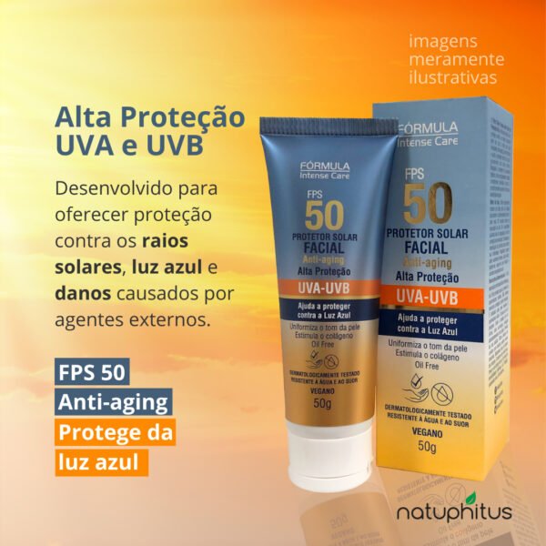 Protetor Solar Facial Anti - Aging FPS 50 Fórmula Intense Care 50g-Imagem 2