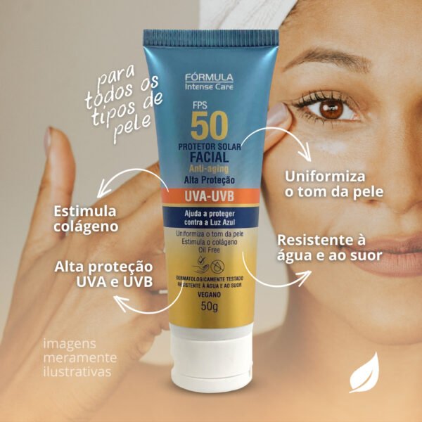 Protetor Solar Facial Anti - Aging FPS 50 Fórmula Intense Care 50g-Imagem 3