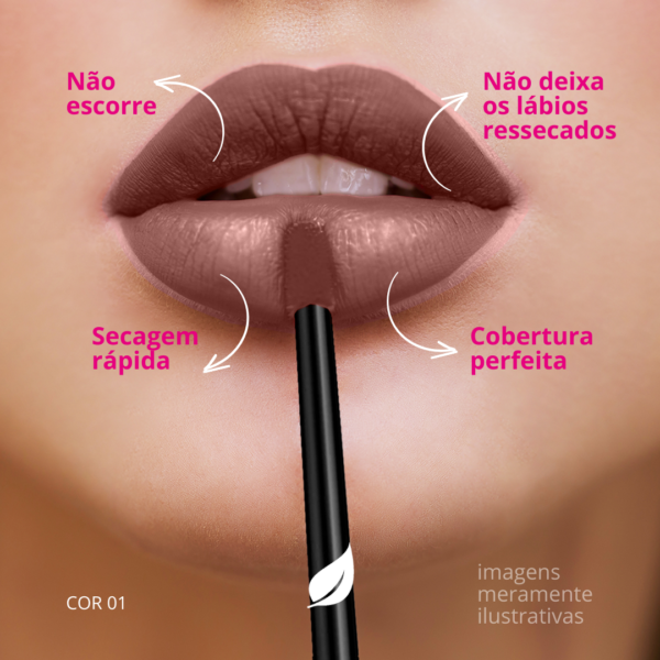 Batom Líquido Longa Duração Evelize Make Up 4,4ml-Imagem 3