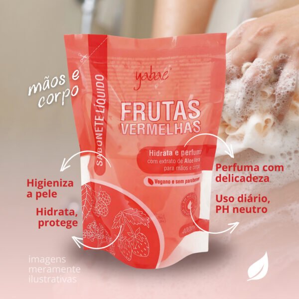 Sabonete Líquido Frutas Vermelhas Yabae 400ml-Imagem 3