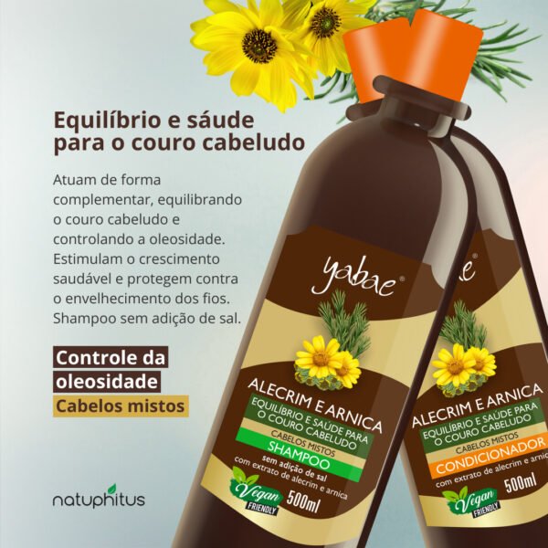 Kit 3 Shampoo Alecrim e Arnica + 2 Condicionador Alecrim e Arnica Vegano 500ml – Yabae-Imagem 2