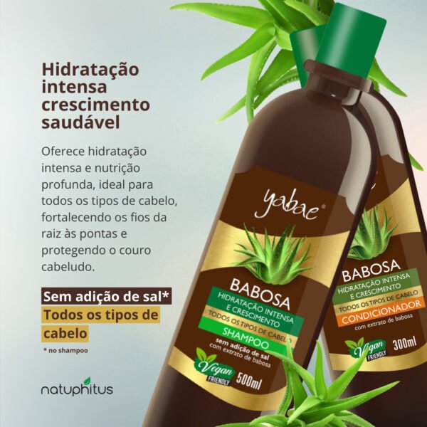 Kit Shampoo Babosa Yabae 500ml e Condicionador Babosa Yabae 300ml-Imagem 2