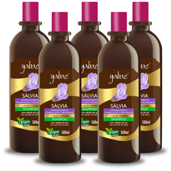 Shampoo Sálvia 500ml - Yabae | 5 Unidades